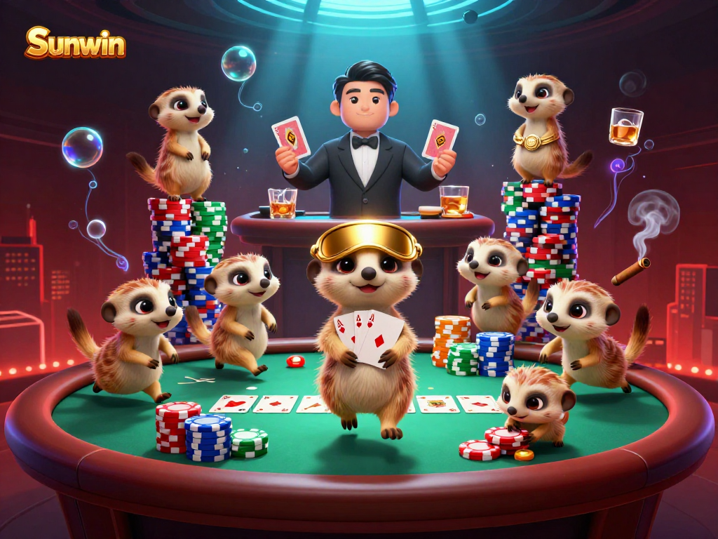 Experience the excitement of Sunwin as meerkats animate a vibrant casino operation filled with thrilling games and dynamic elements.