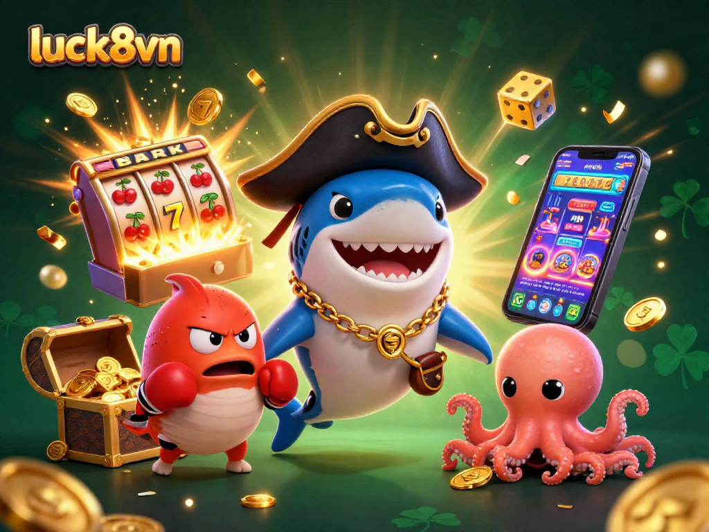 Experience the thrill of luck8vn with exciting casino elements and playful cartoon characters.