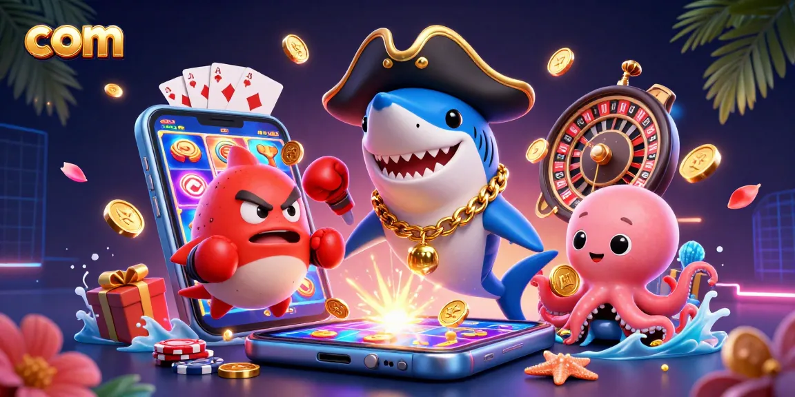 Engage in thrilling casino fun with com, featuring a pirate shark alongside a pufferfish and octopus.