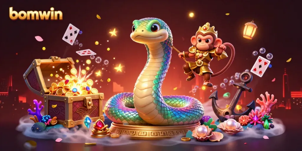 Experience vibrant gaming excitement with bomwin in this magical 3D illustration.