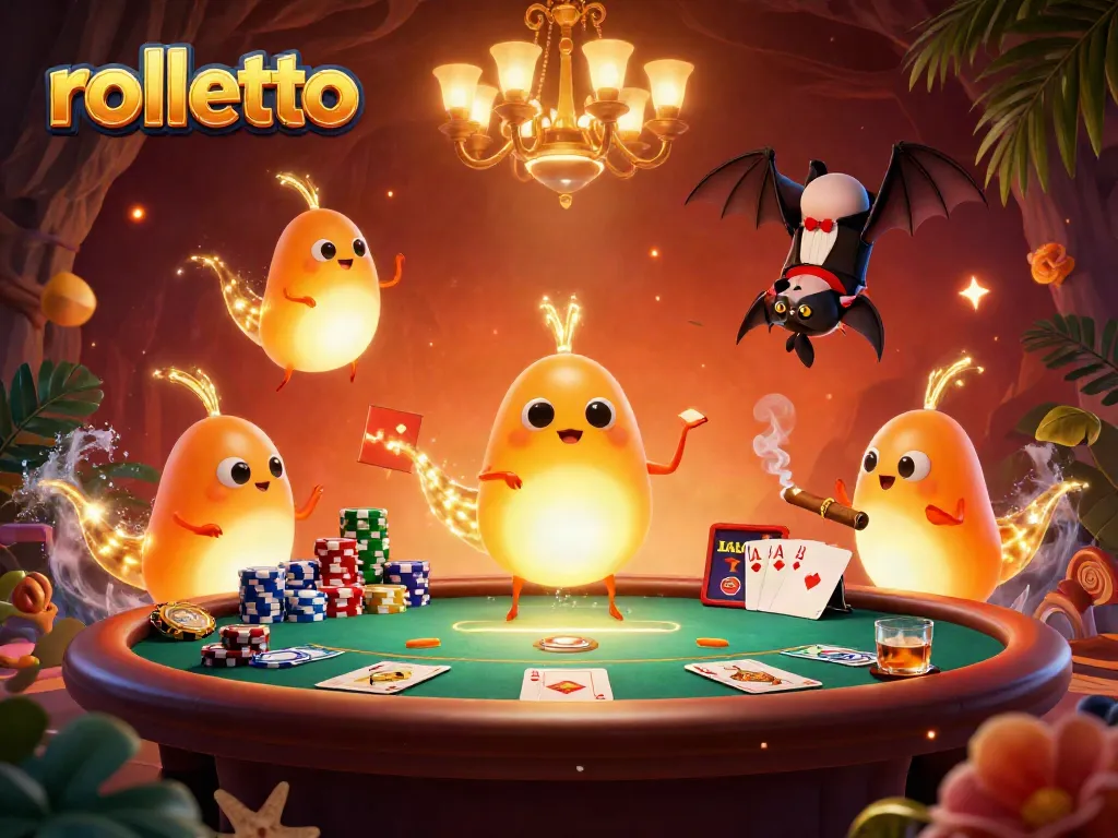 Engage with rolletto's vibrant poker scene illuminated by glowworms in a cave casino.