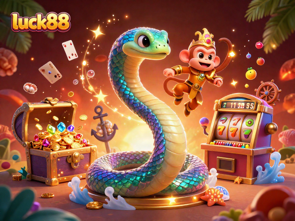 Experience excitement with luck88 as the rainbow serpent coils around slots and golden treasures.