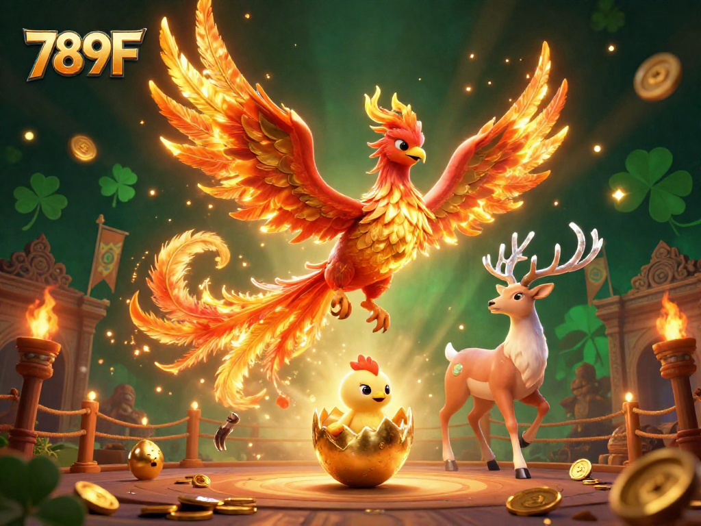 Experience thrilling wins with 789F, showcasing the dynamism of online gambling with vibrant characters and elements.