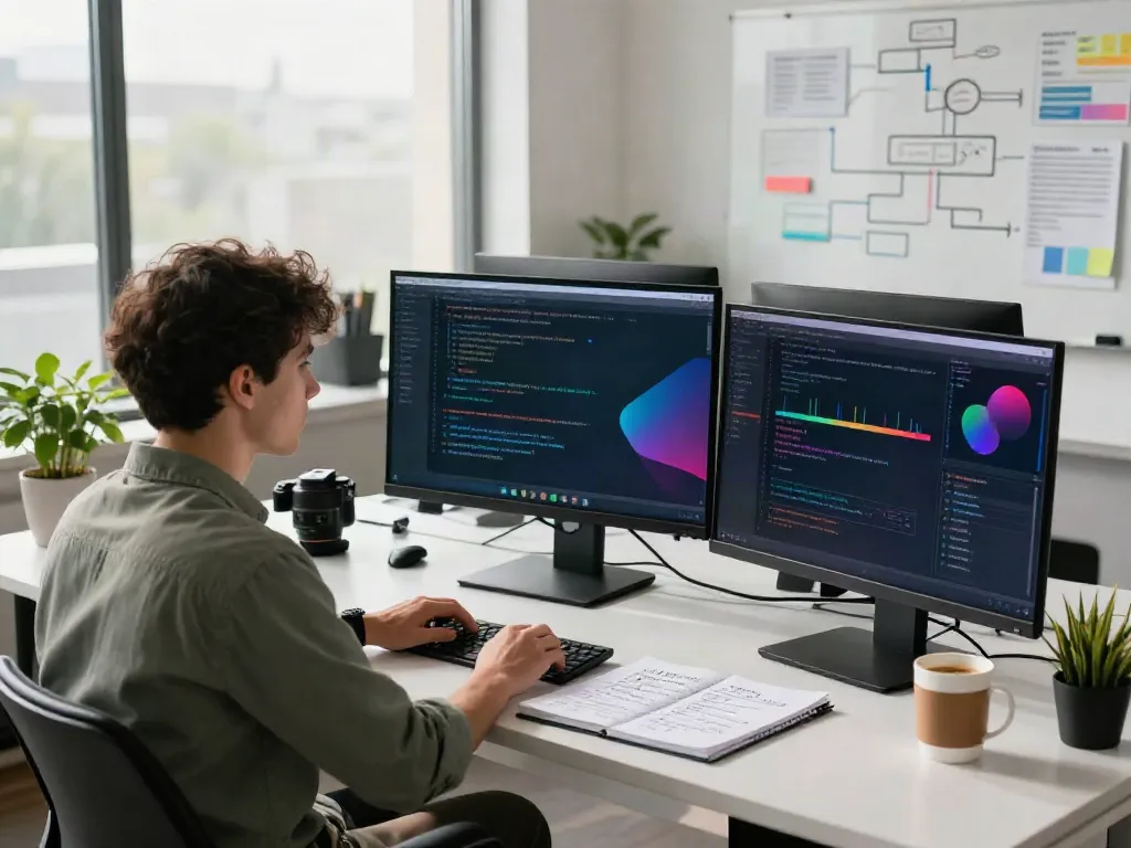 Data analyst showcasing instant indexing tools in a modern workspace.