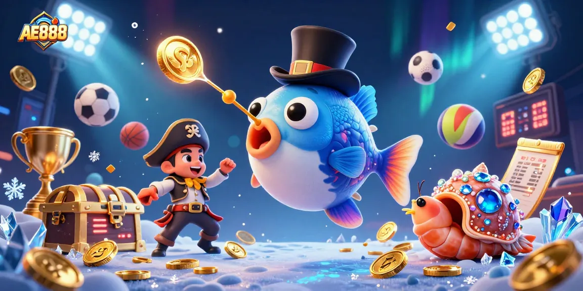 AE888 attracts players with vibrant casino elements in a dynamic underwater scene.