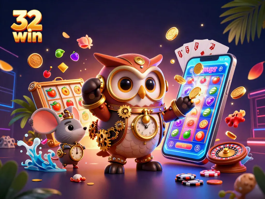 Spin exciting slot games with 32win as the owl and mouse explore a vibrant gaming world.