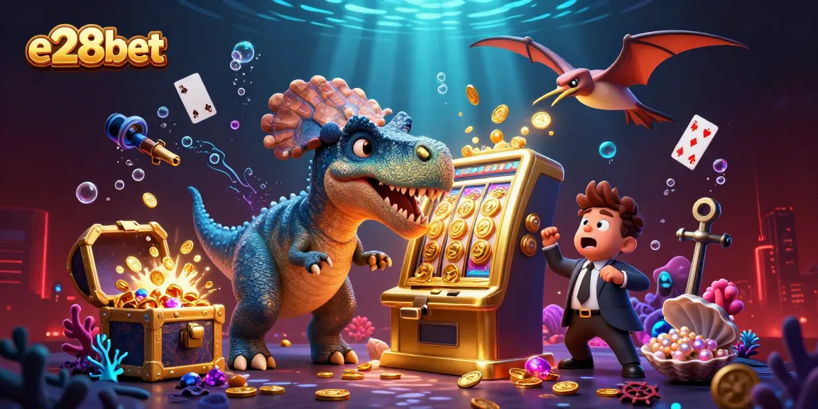 e28bet adventures with dinosaurs and a slot machine create a vibrant casino experience