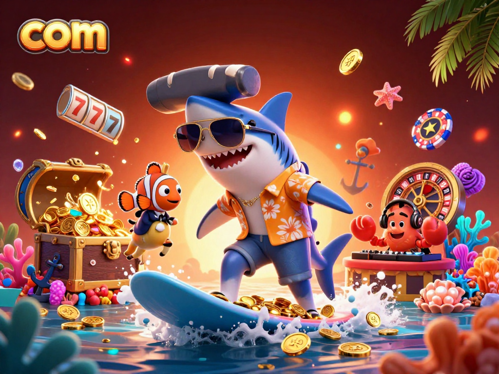 Experience dynamic winning at com with vivid casino-themed characters in a lively underwater scene.