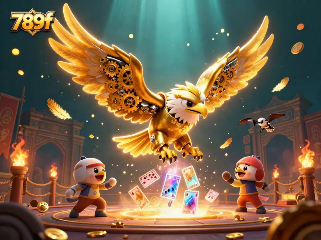 Catch top casino action at 789f with a golden eagle and betting tokens swirling around.