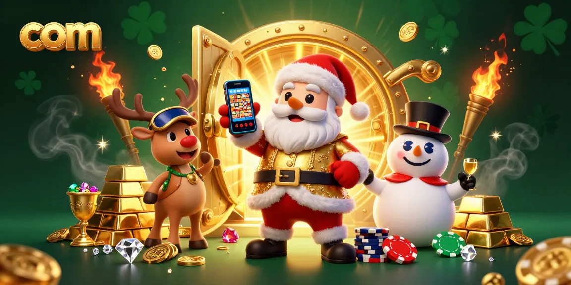 Experience thrilling wins with com as Santa and friends celebrate with jackpot slots in a vibrant casino.