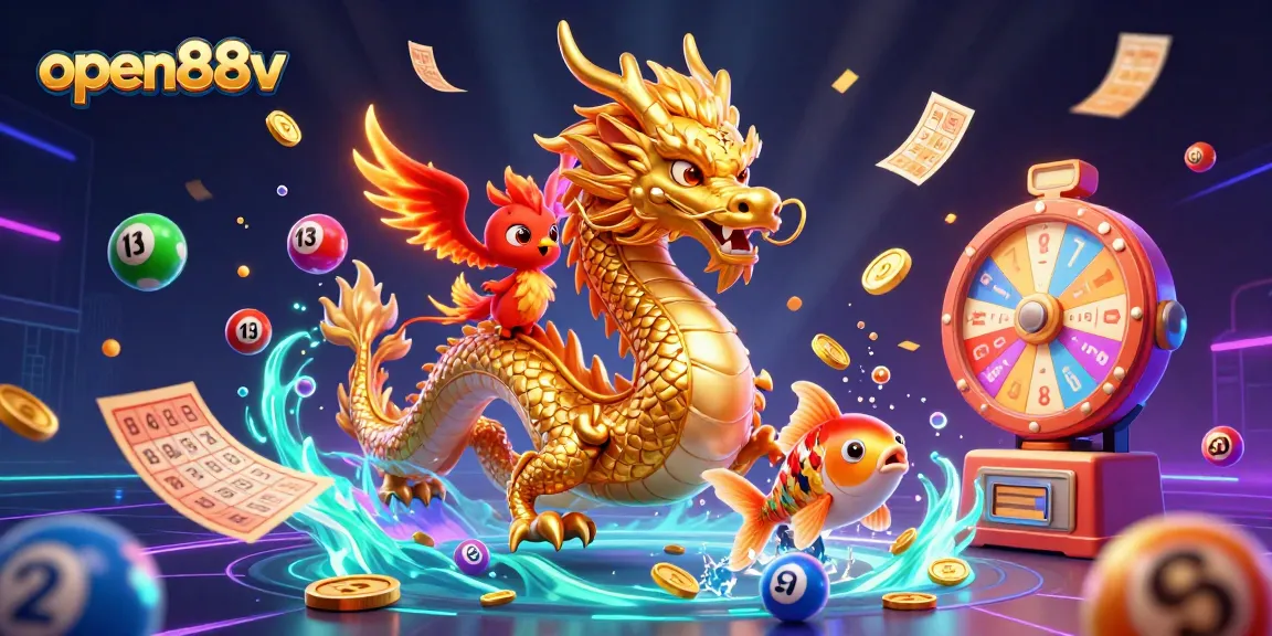 Unveil winning strategies with open88v in this vibrant, dynamic lottery-themed illustration.