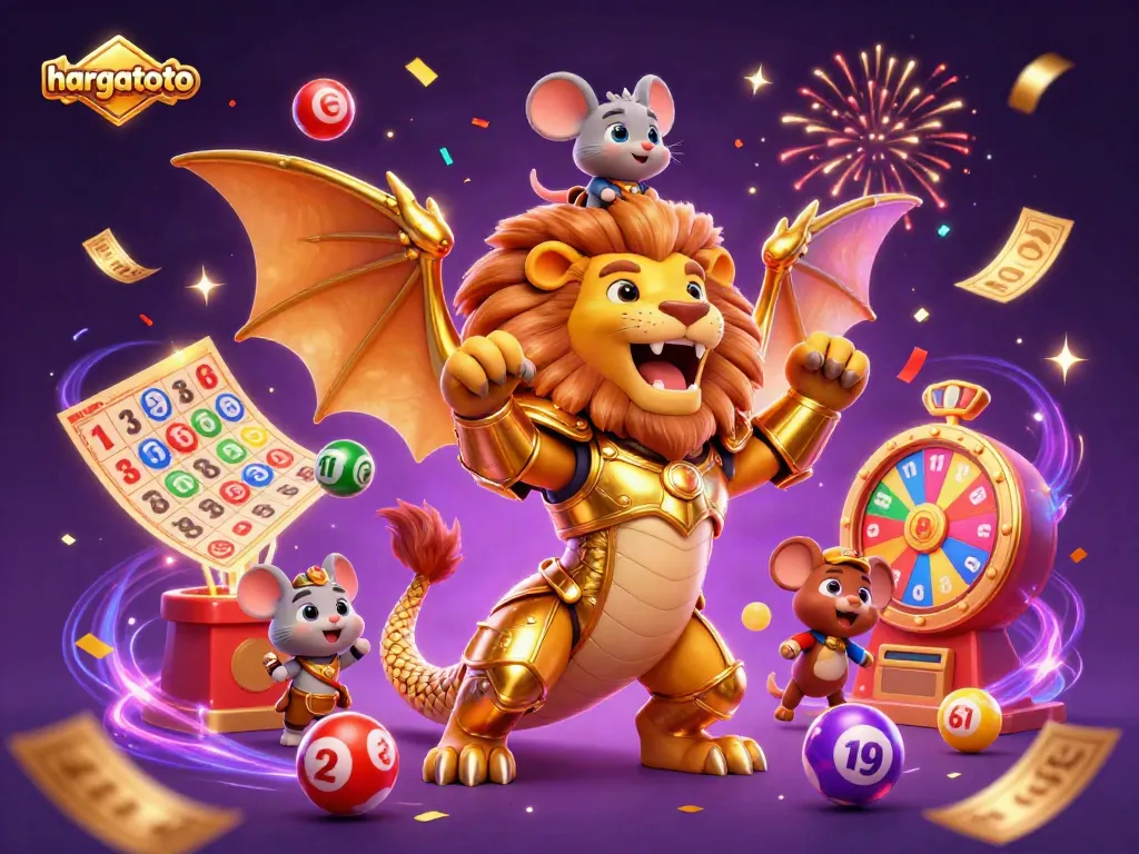 Experience thrilling gameplay with hargatoto's vibrant 3D illustration showcasing casino excitement.