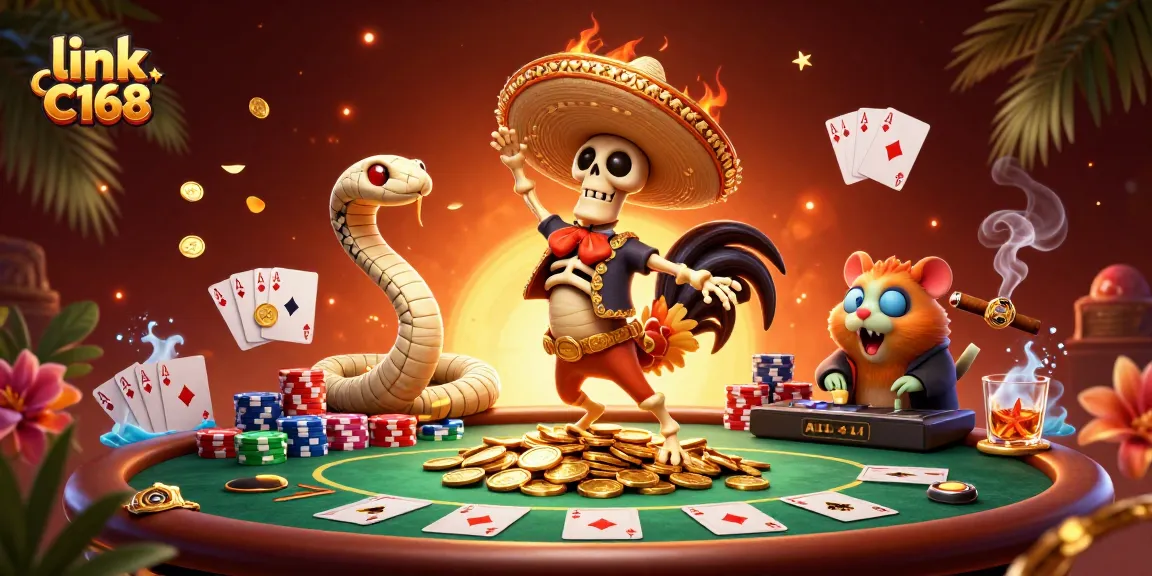 Celebrate wins at link C168 with vibrant characters in a captivating casino scene.