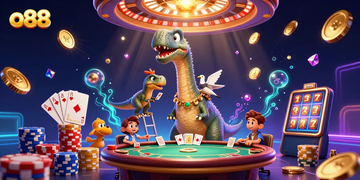 Experience thrilling gameplay at o88 with a vibrant casino scene featuring dynamic characters and exciting elements.