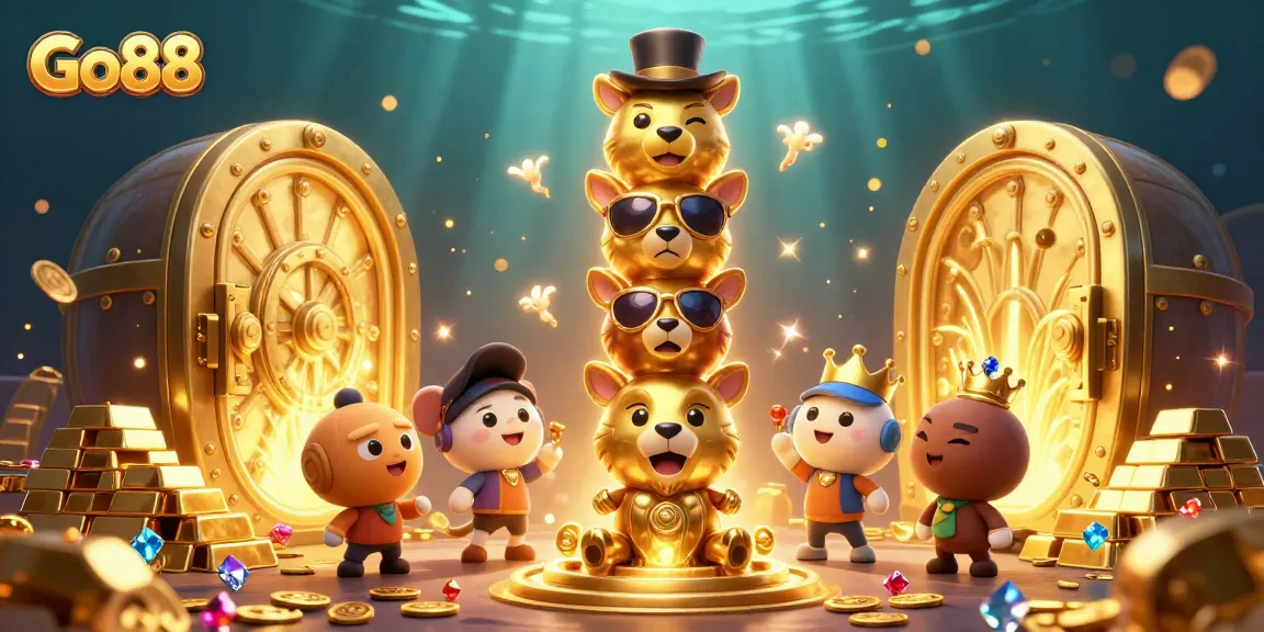 Experience Go88's thrilling casino atmosphere with vibrant treasures and playful totems.