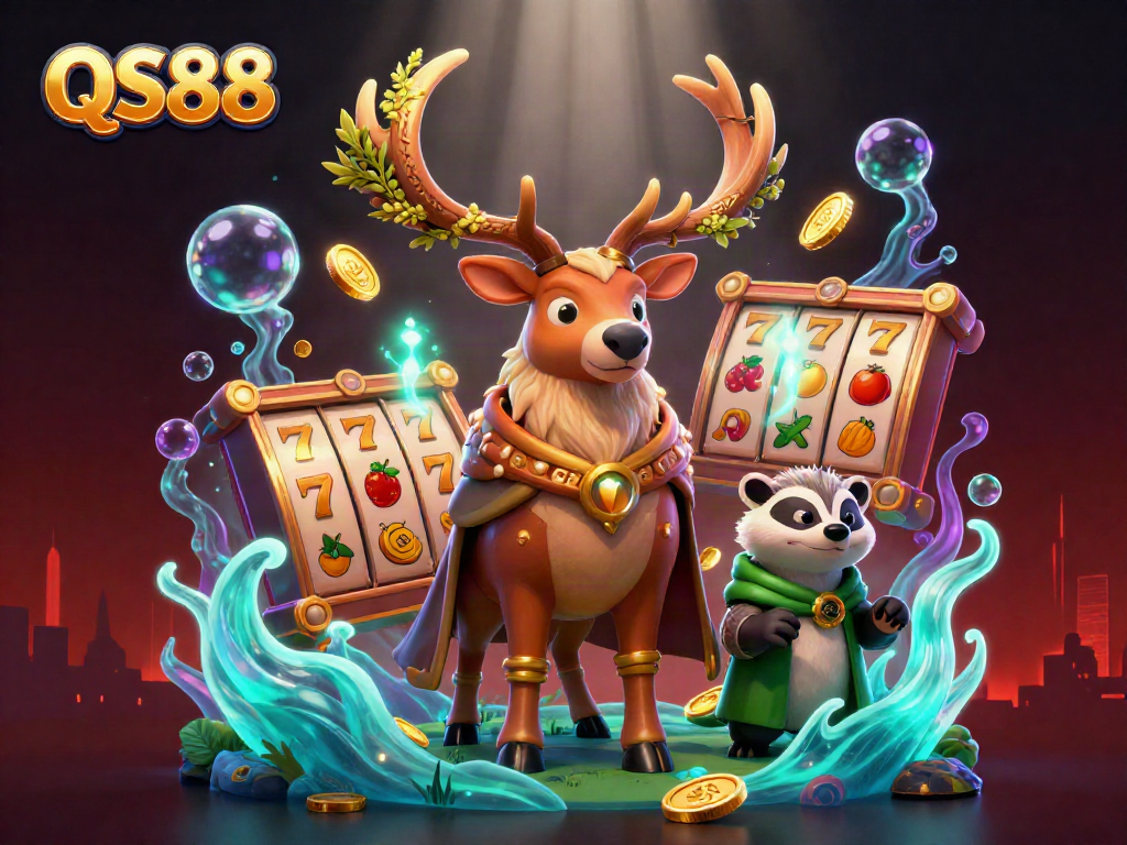 Experience thrilling gameplay with QS88, featuring dynamic slot reels and magical characters.