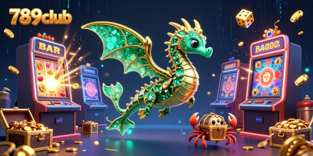 Experience the excitement of 789club with an emerald sea dragon and jackpot-filled slot machine.