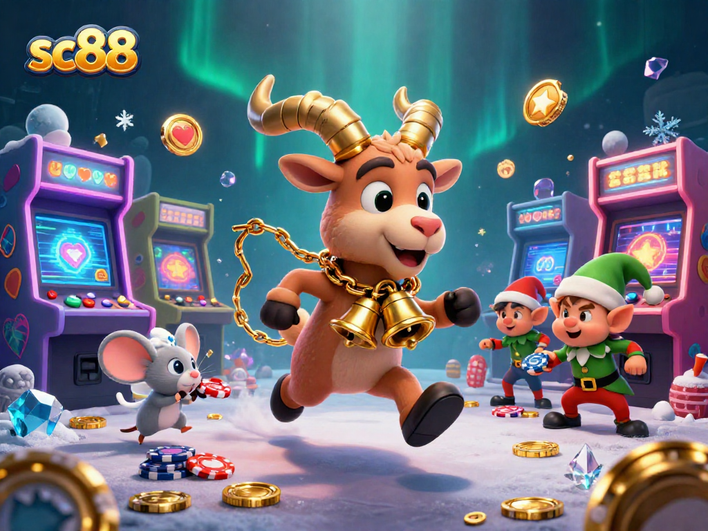Experience thrilling gameplay at SC88 with an engaging Krampus-themed casino scene featuring festive characters.