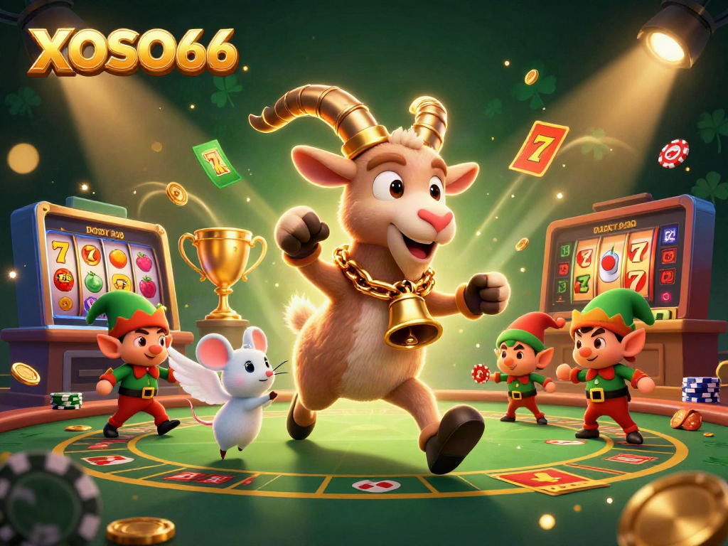 XOSO66 celebrates the thrill of casino gaming featuring festive characters and dynamic elements for an exciting experience.