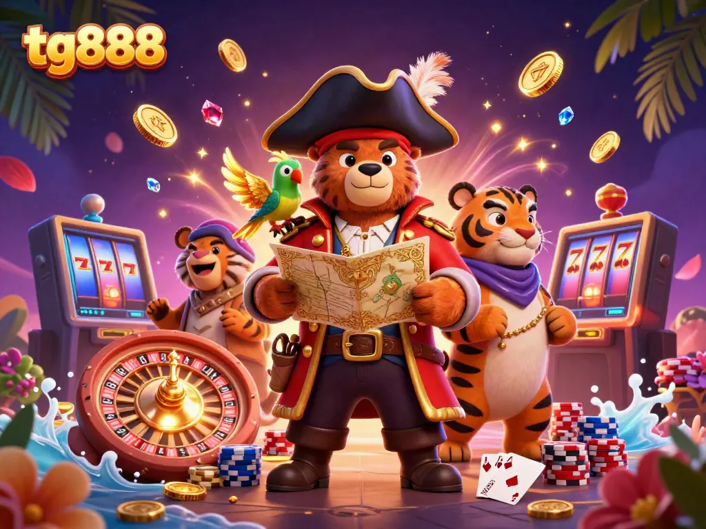 Experience thrilling gameplay at tg888 with a 3D pirate-themed casino adventure featuring dynamic elements.