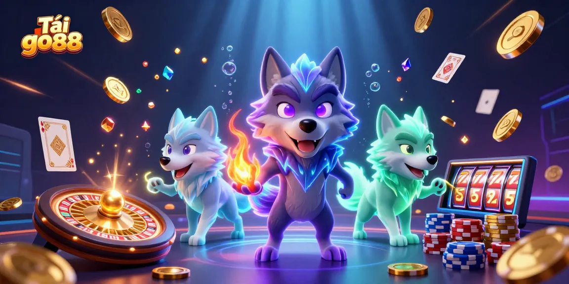 Tải go88 and immerse in thrilling casino action with captivating 3D wolves and sparkling gems.