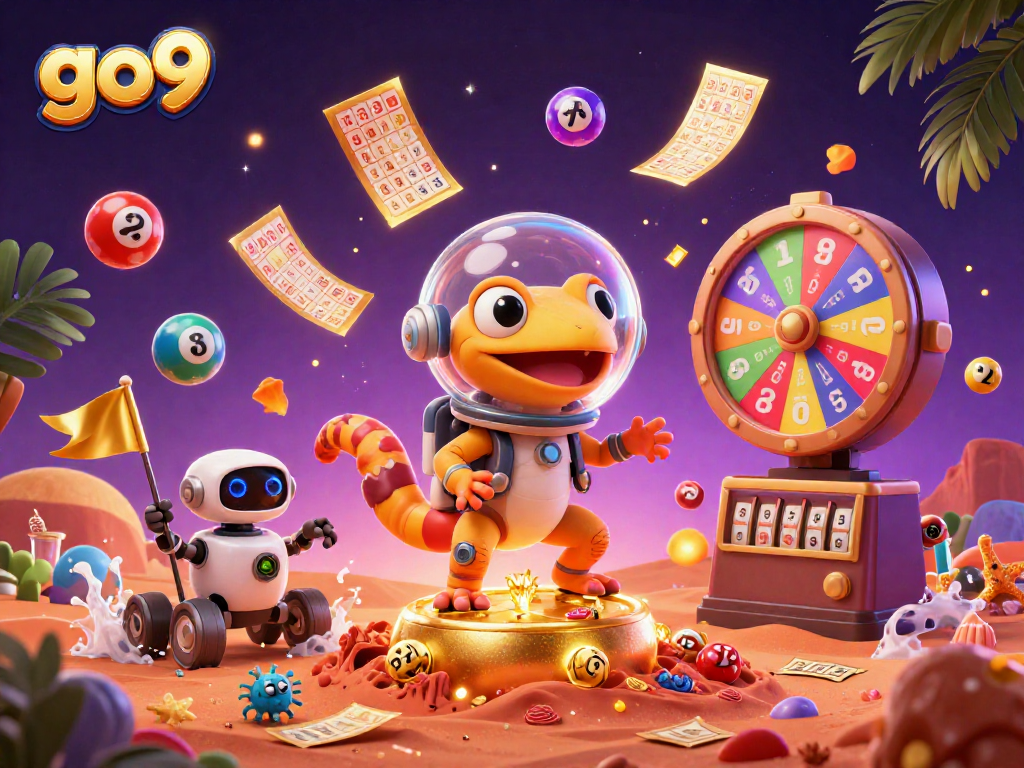 Exciting go9 gaming adventure with a Martian gecko unveiling a golden casino