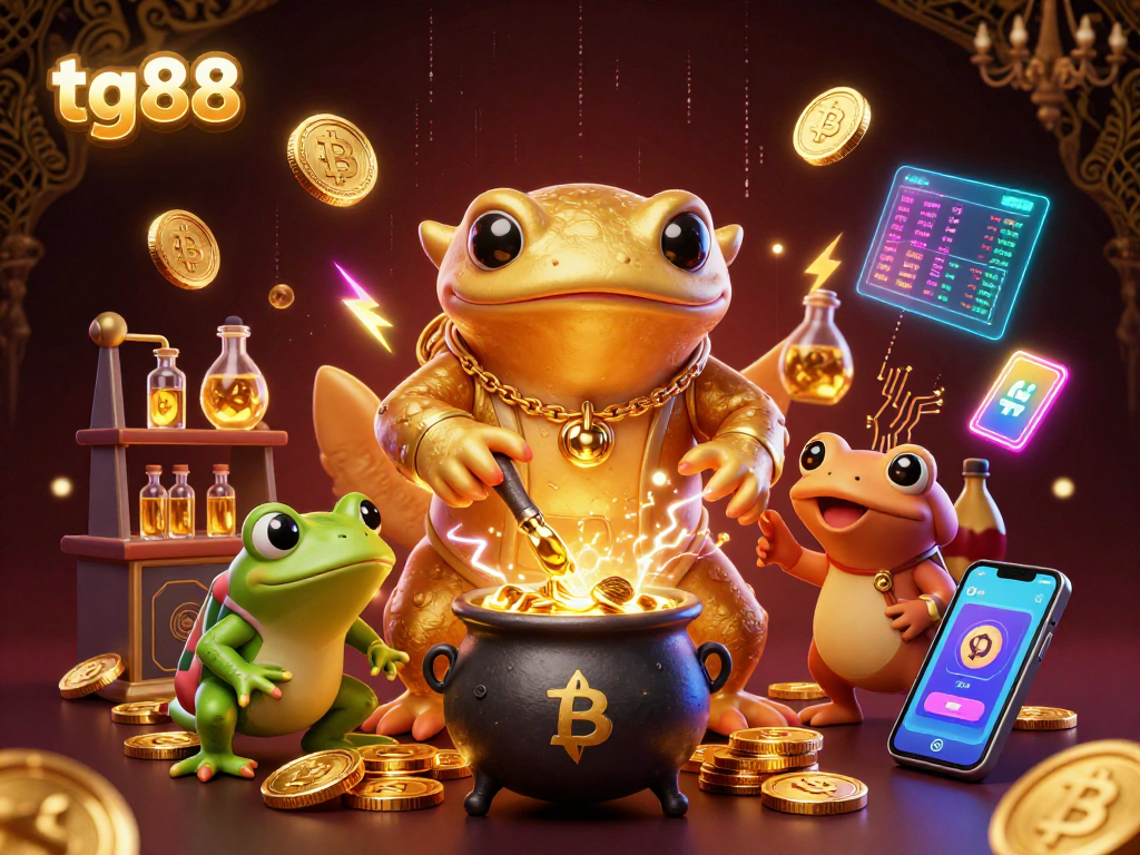Experience tg88's dynamic gaming scene with gold coins and vibrant casino elements.