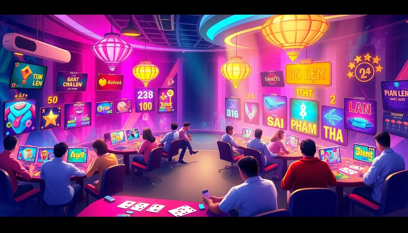 Engaging online gaming scene showcasing popular card games at gamebaidoithuong.com.vc.