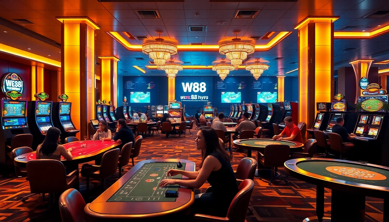 Exciting online gambling scene at W88.nyc, featuring dynamic gaming tables and diverse betting options.