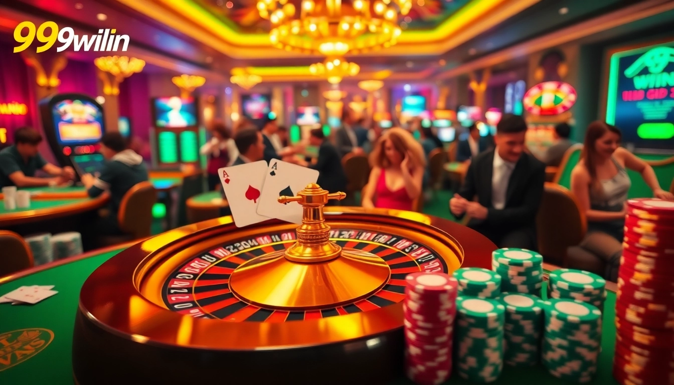 Experience the thrill of winning at 99win.com with a luxurious casino scene showcasing games and excitement.