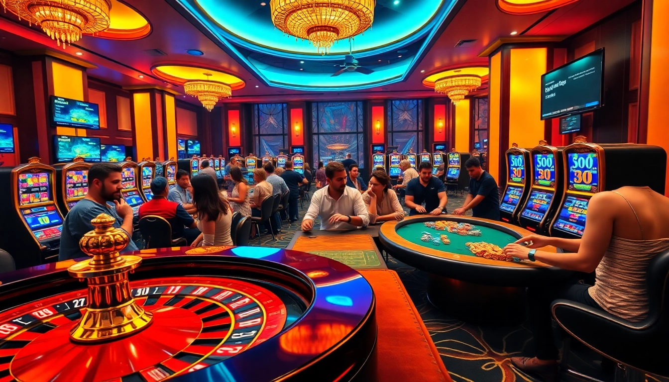 Exciting gambling scene at mb66.nyc featuring vibrant casino tables and engaging players.