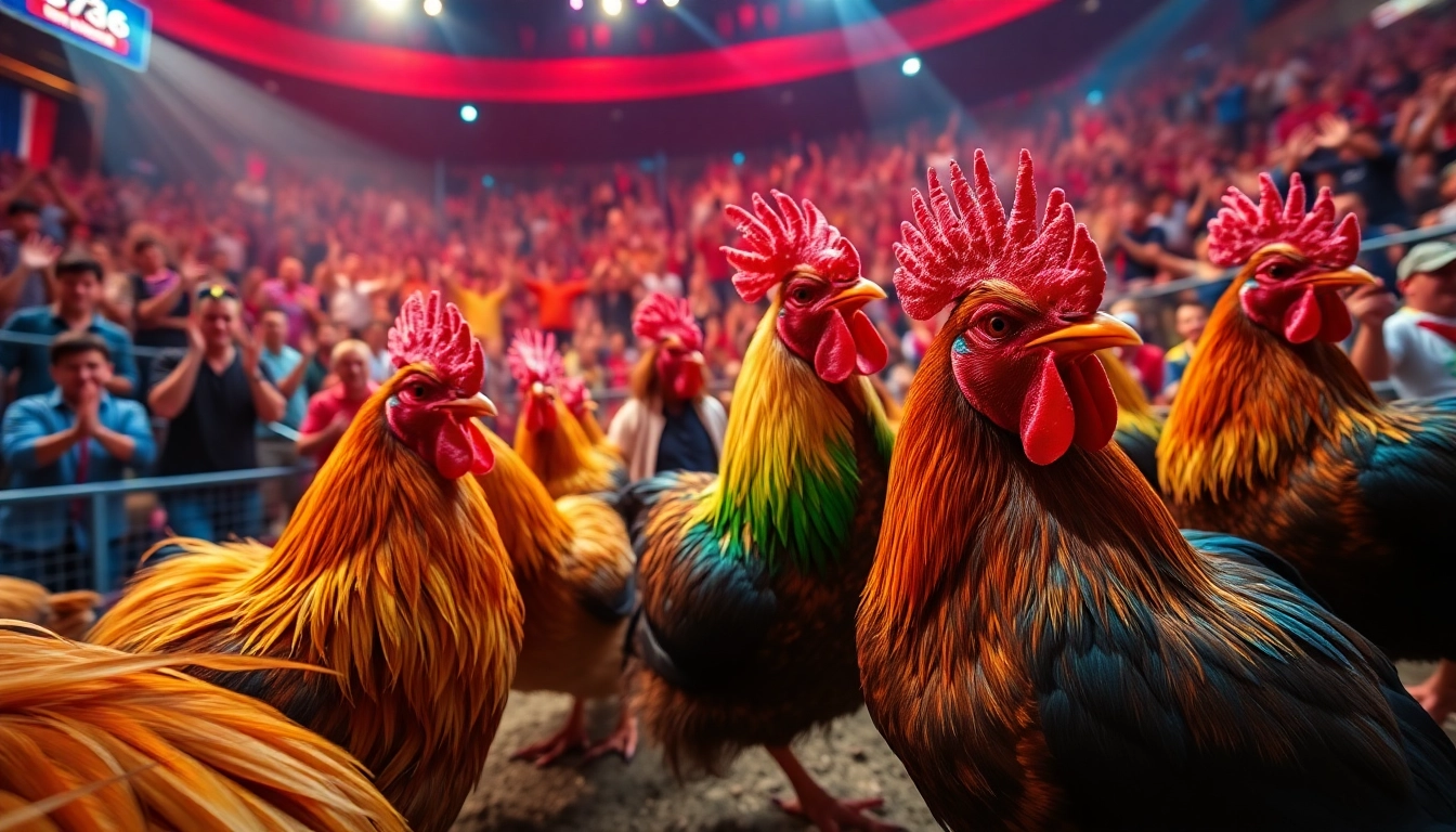Live cockfighting at sv368win.live showcasing vibrant scenes and excited crowds.