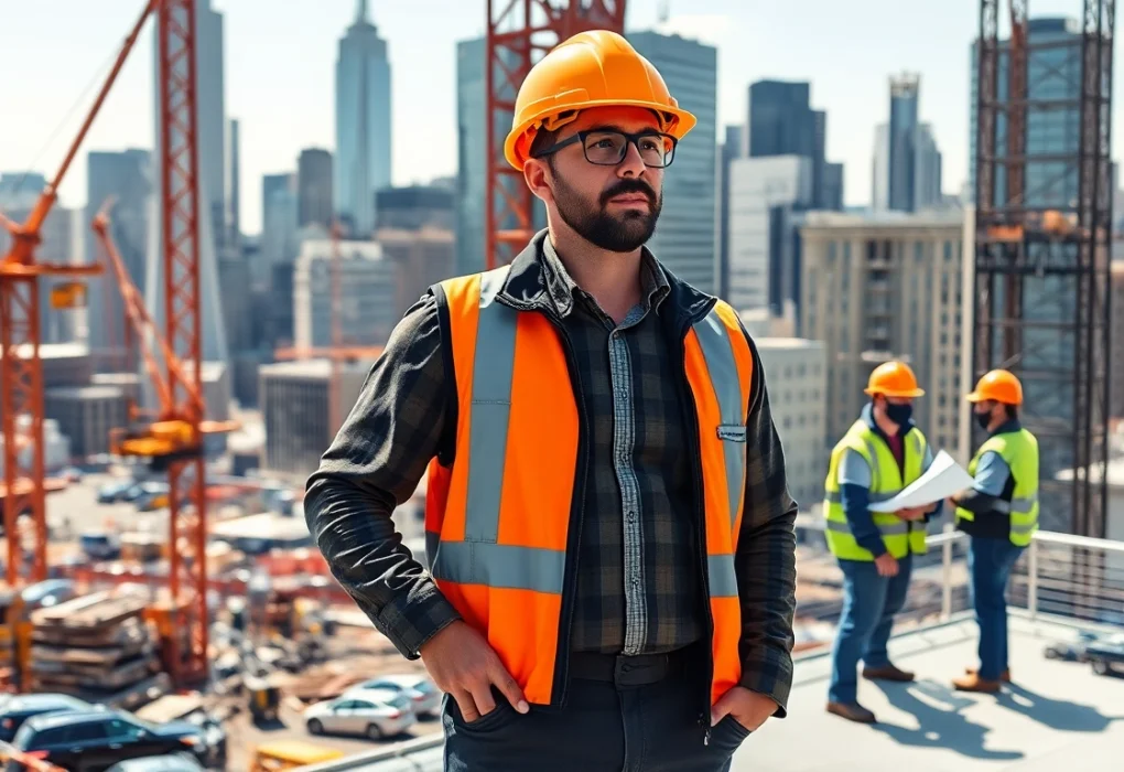 New York City General Contractor overseeing a busy construction site with cranes and equipment.