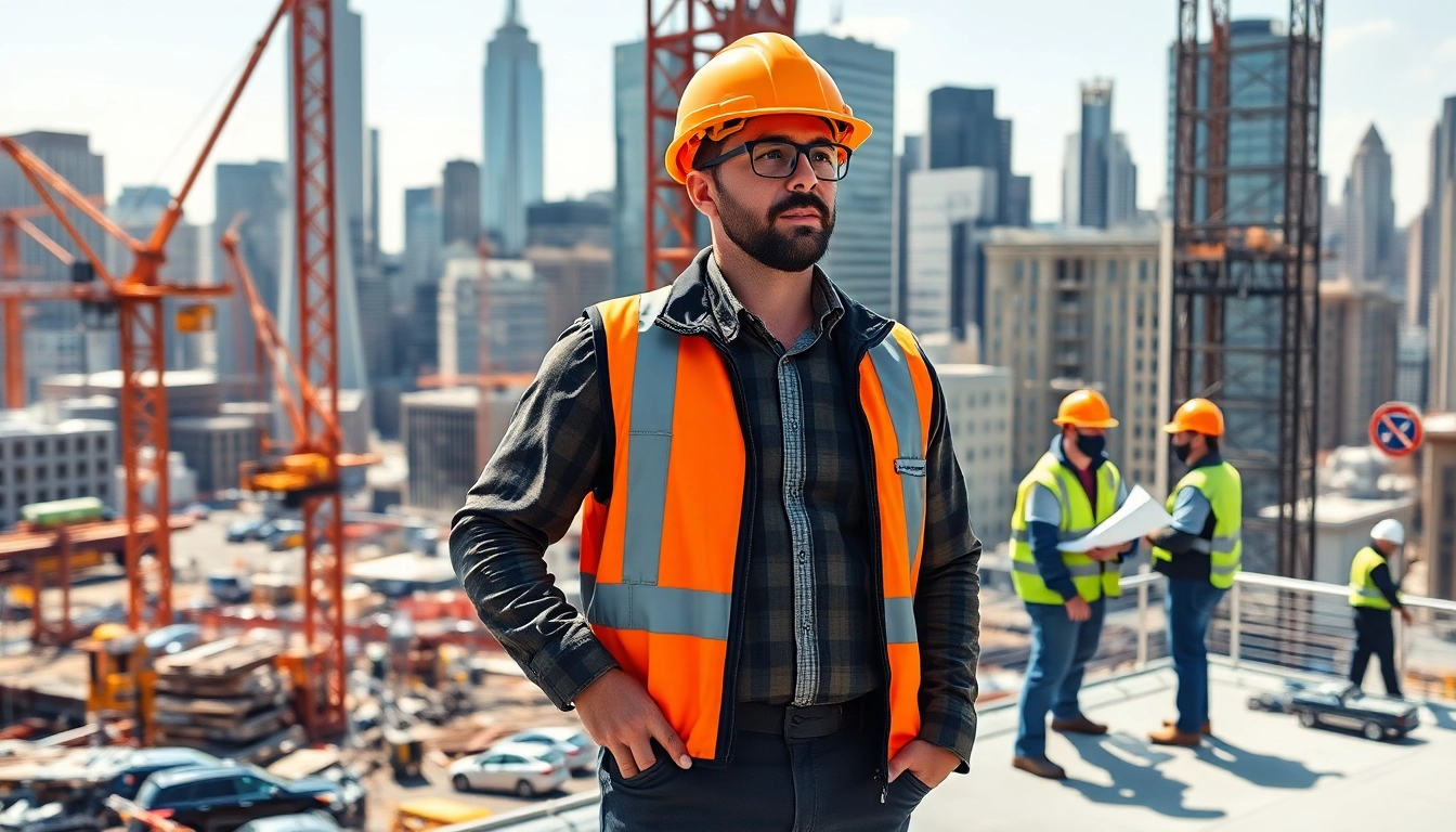 New York City General Contractor overseeing a busy construction site with cranes and equipment.