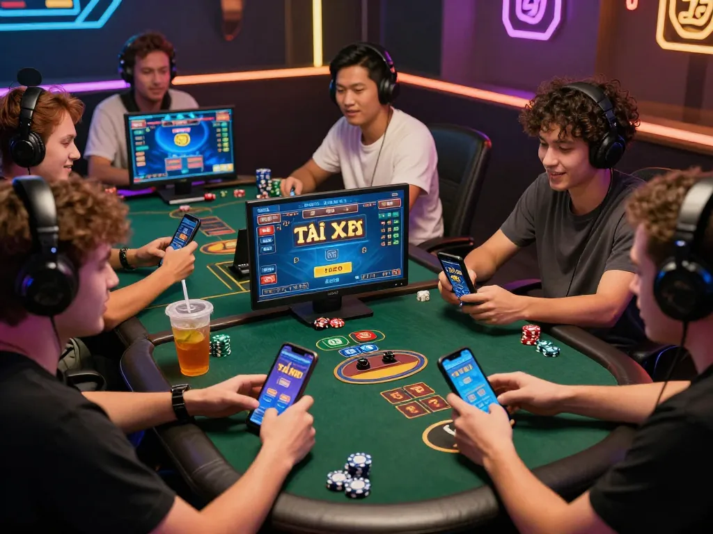 Players immersing in the thrilling Tài Xỉu online gaming experience, showcasing excitement and strategy.