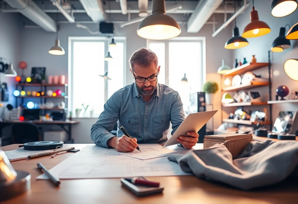 Lighting designer showcasing goodlite solutions in an inspiring workspace full of creativity.