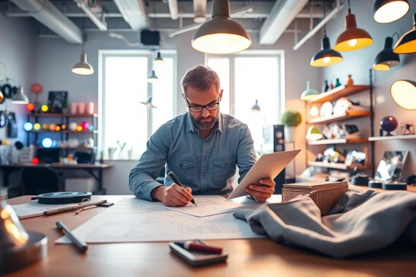 Lighting designer showcasing goodlite solutions in an inspiring workspace full of creativity.