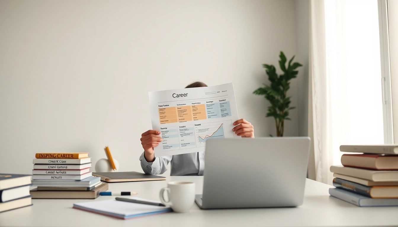 How to find my perfect career path with a professional analyzing options at a modern desk.