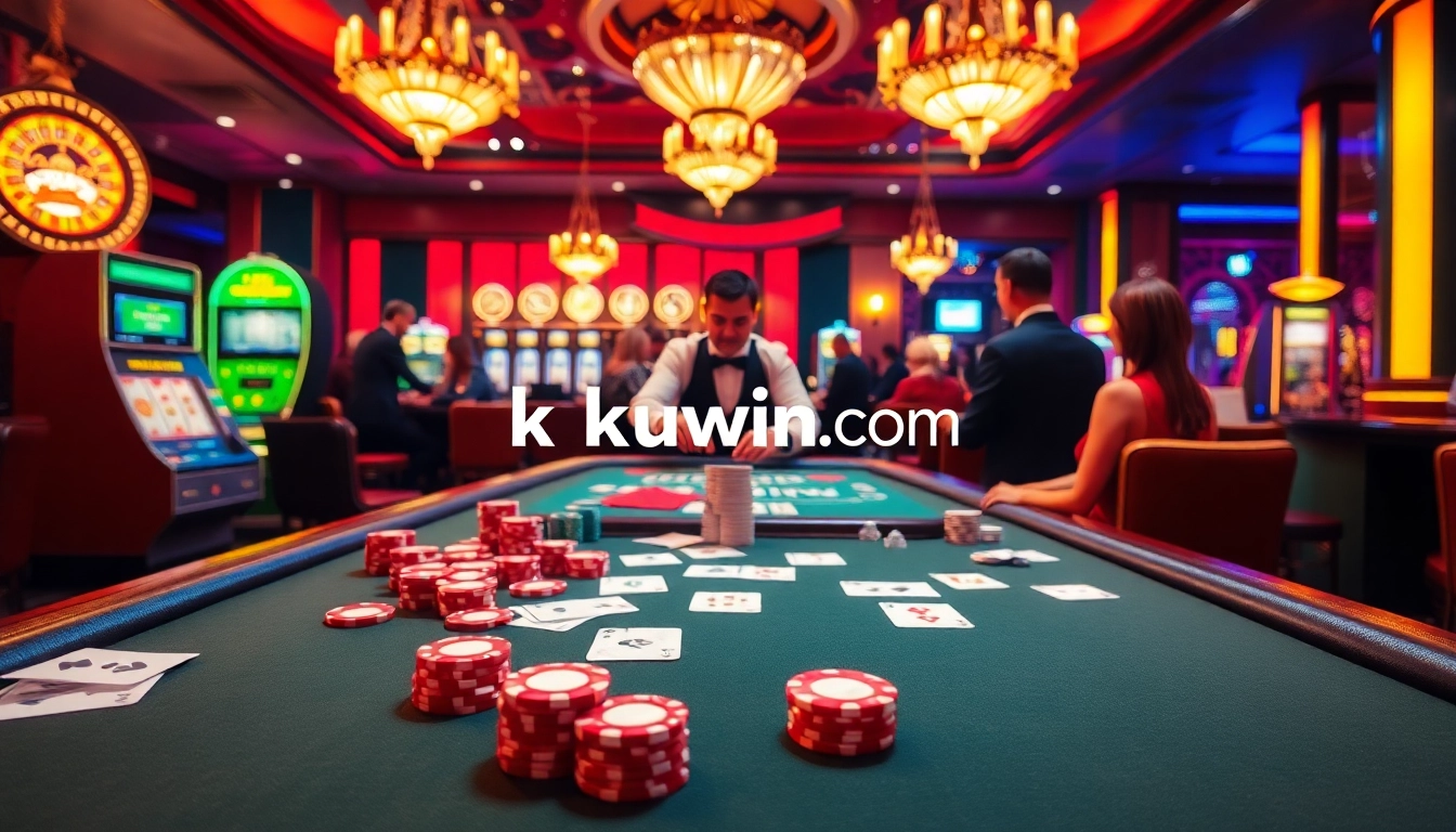 Experience thrilling games at kuwin. com with vibrant poker tables, colorful chips, and attentive dealers.