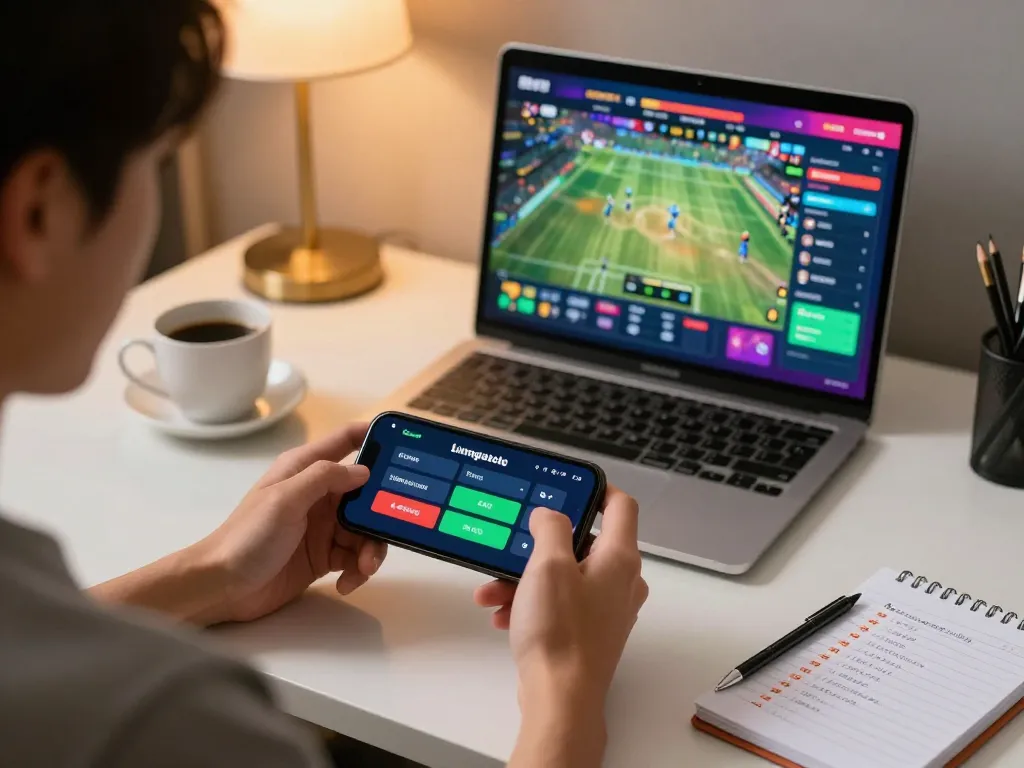 Engaging in live betting on link sungaitoto using a smartphone, showcasing an interactive gaming experience.