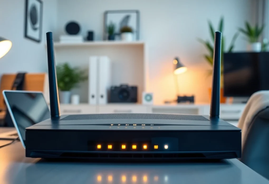Configure pre configured VPN router UK for a seamless internet experience in a modern workspace.