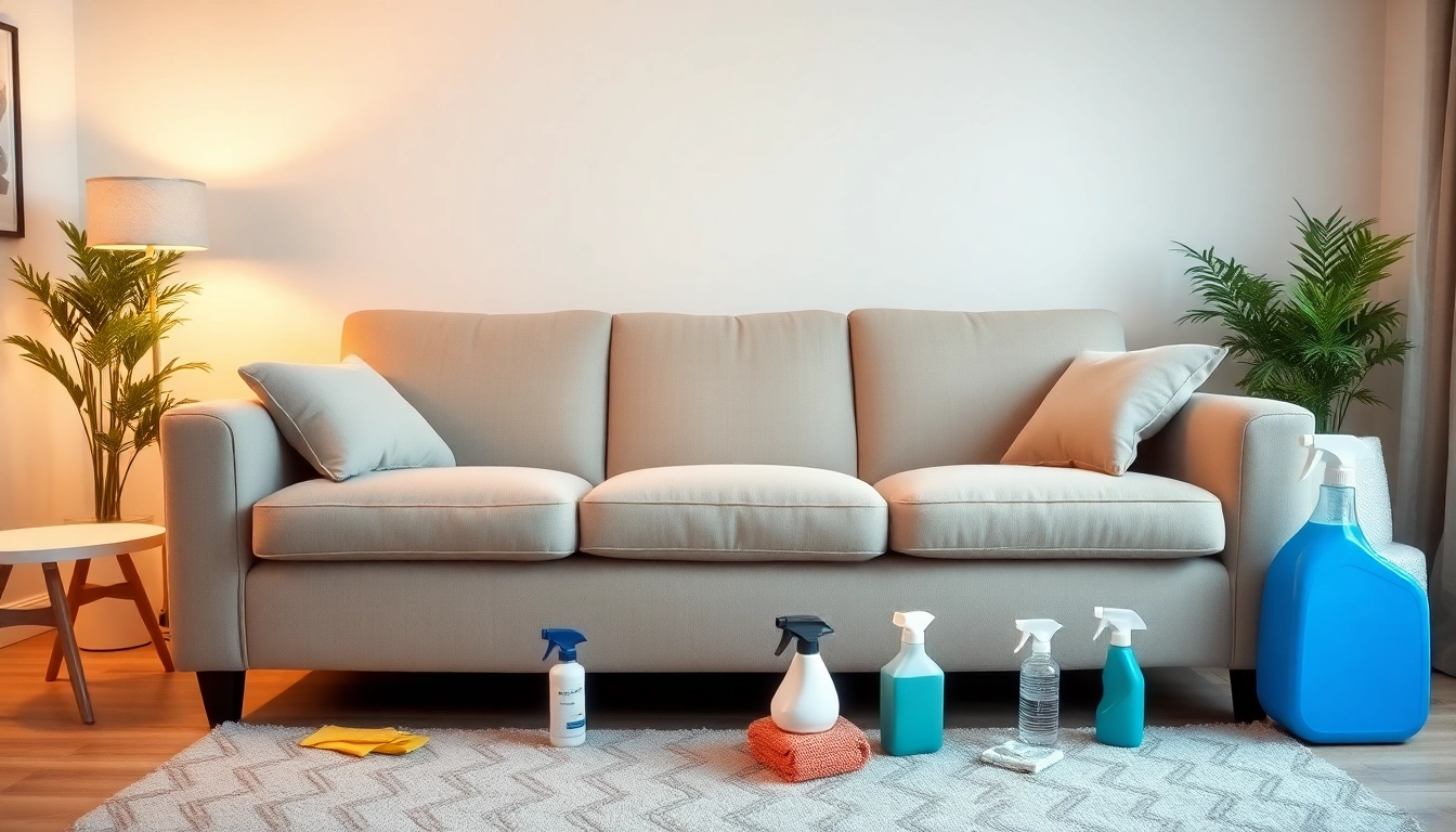 Sofa cleaning in Glasgow showcased in a bright, inviting living room with a freshly cleaned couch.