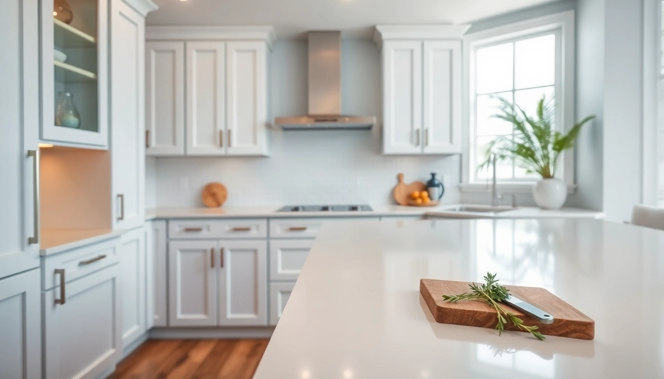 Refreshed kitchen featuring exceptional cabinet refacing in Clearwater FL with a glossy finish, showcasing bright, inviting colors.