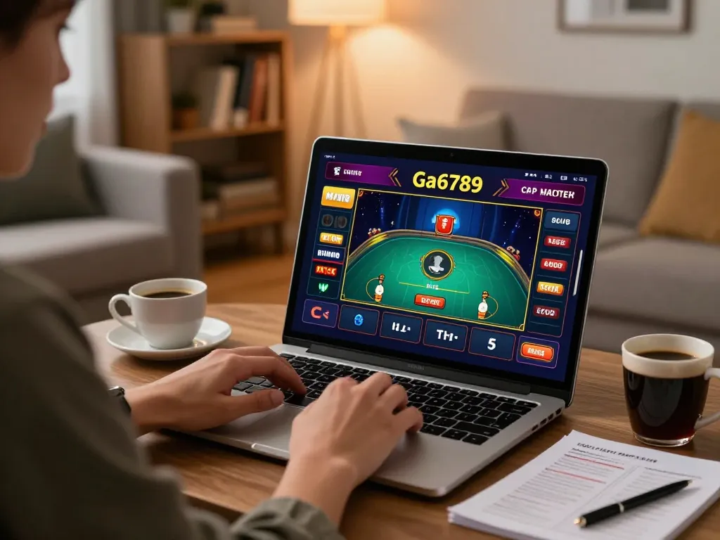 Engaging in a live dealer game on ga6789 platform within a cozy home setting.