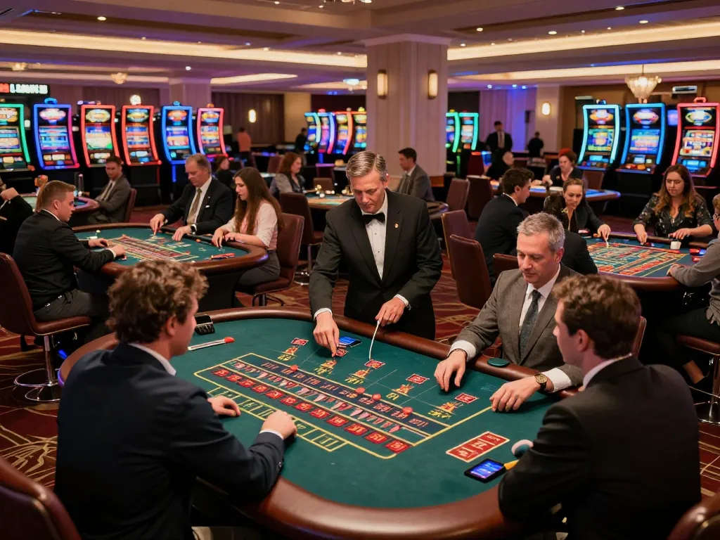 Players enjoying strategic gameplay at bu88 casino tables with vibrant action and elegant decor