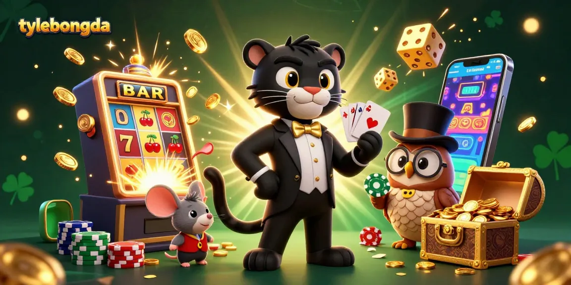 Experience exciting gaming moments with tylebongda's stylish casino scene featuring a panther dealer, owl, and mouse.