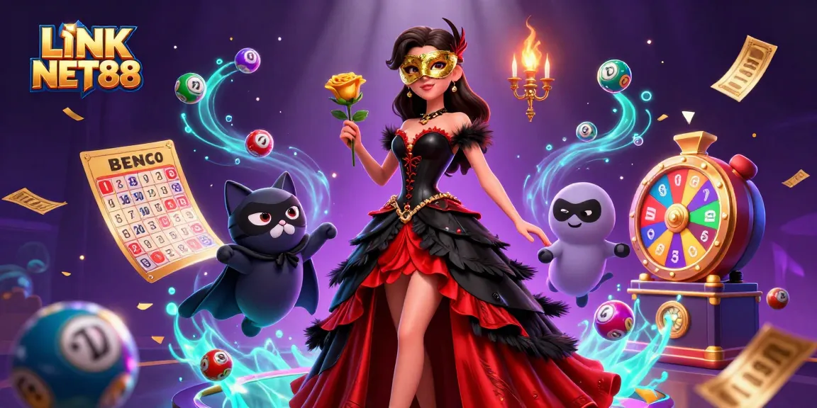 Win big with LINK NET88 in this vibrant and dynamic casino-themed illustration.