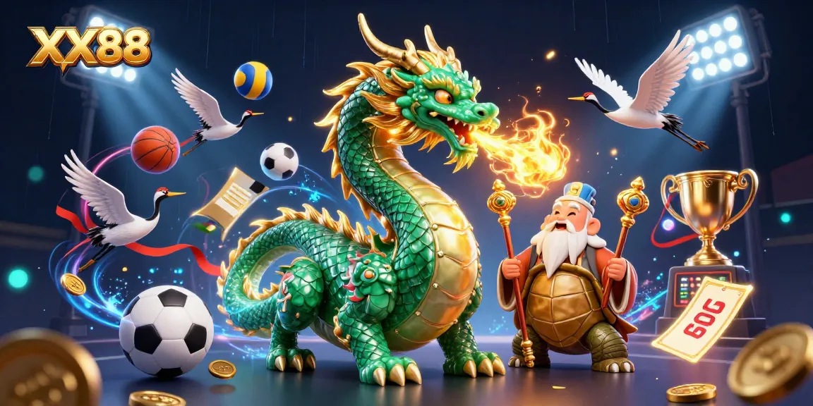 Play thrilling games at XX88 with a magical dragon and wise turtle in a vibrant 3D casino world.