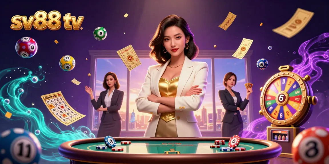 Bet on winning strategies with sv88 tv at a vibrant casino illustrated scene.