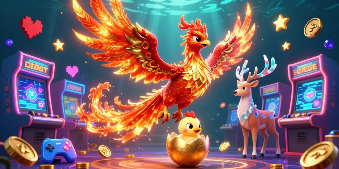 Engage with FUN88’s vibrant gaming atmosphere, featuring a phoenix and arcade elements.